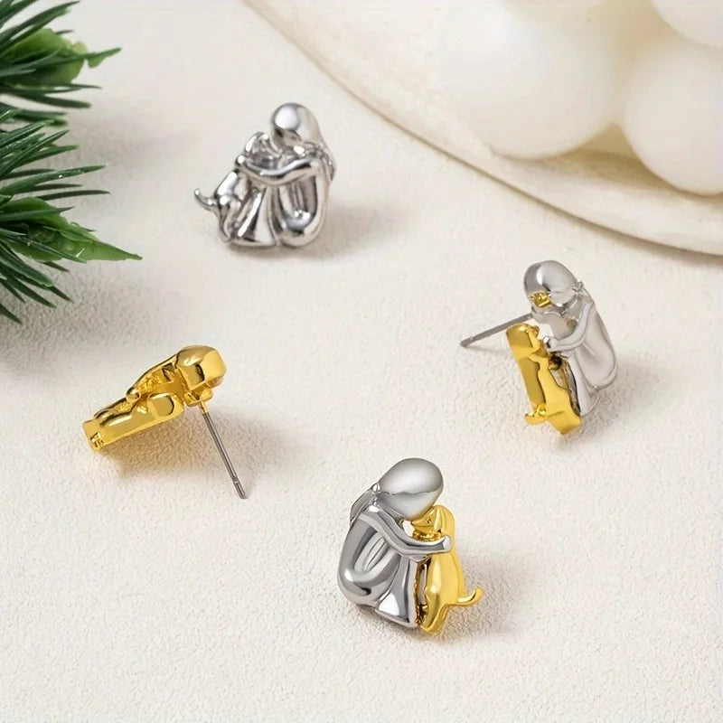 Boucles d'oreilles Câlin Bicolores Argent et Or