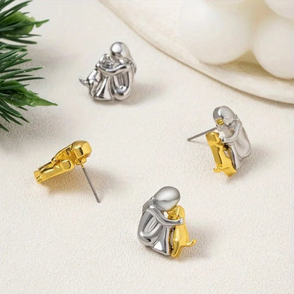Boucles d'oreilles Câlin Bicolores Argent et Or