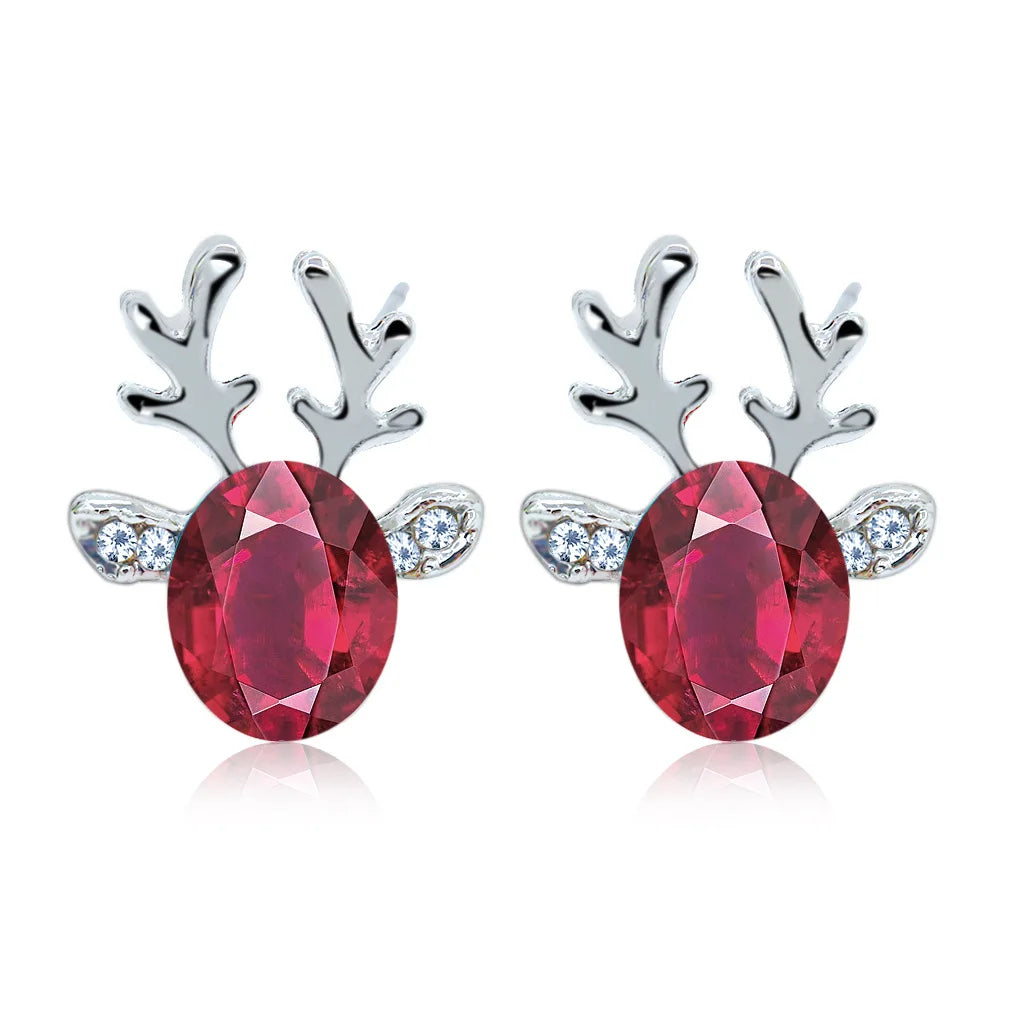 Boucles d'oreilles Fêtes Renne Cristal