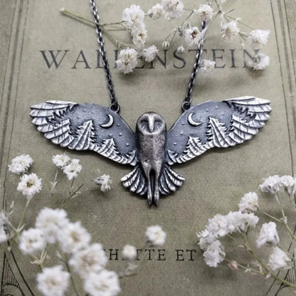Collier Hibou et Lune Vintage