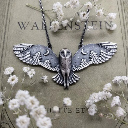 Collier Hibou et Lune Vintage
