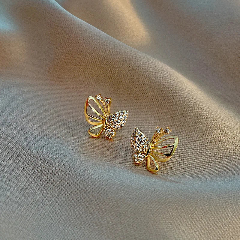 Boucles d'oreilles Fines Papillon Zircon Élégantes