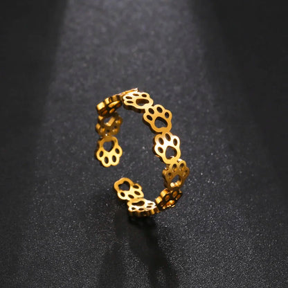Bague Empreinte Patte Réglable – En Acier Inoxydable