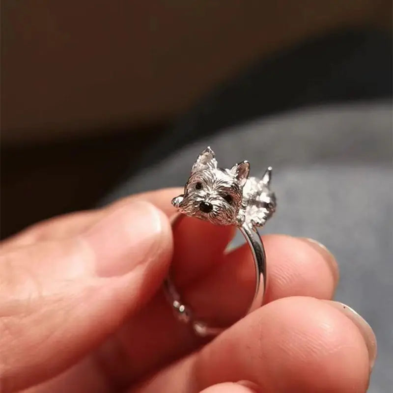 Bague Chien Réglable Rétro