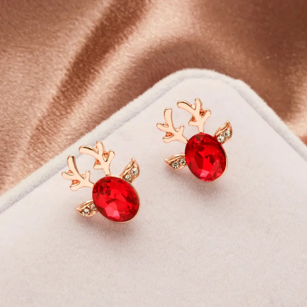 Boucles d'oreilles Fêtes Renne Cristal