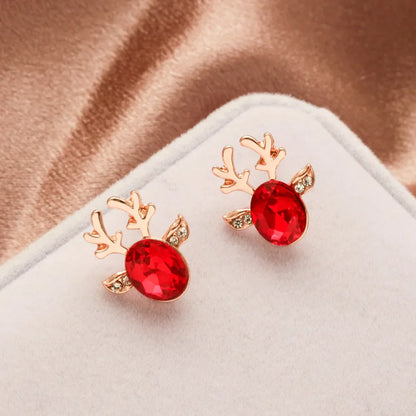 Boucles d'oreilles Fêtes Renne Cristal
