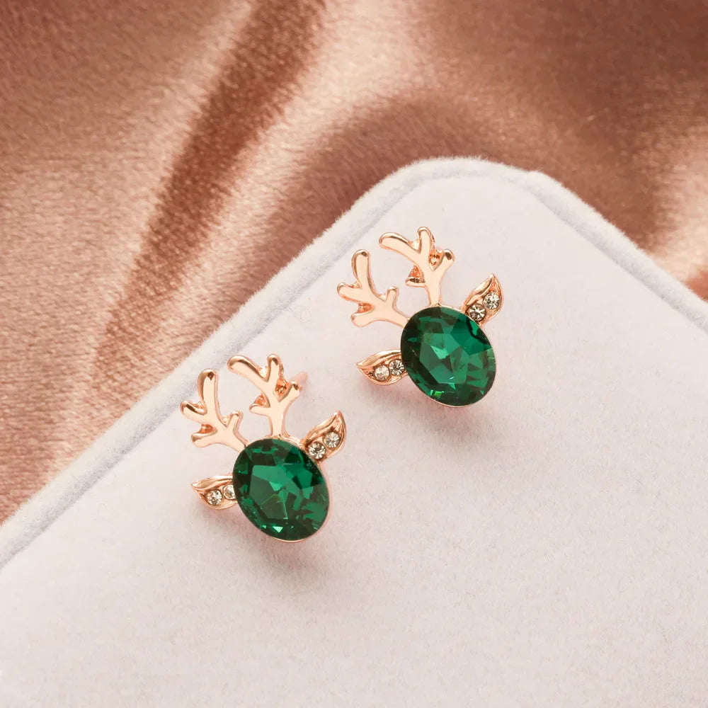 Boucles d'oreilles Fêtes Renne Cristal
