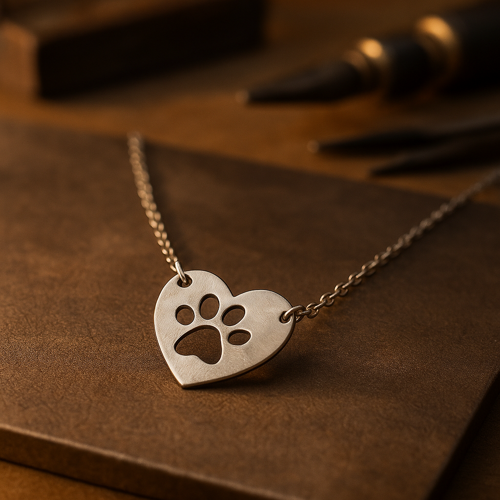 Collier Pendentif Patte et Cœur Argent