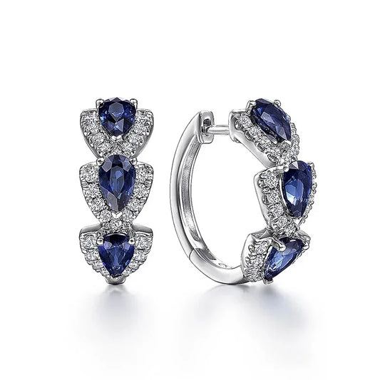 Boucles d'oreilles blason royal en saphir | Or Blanc