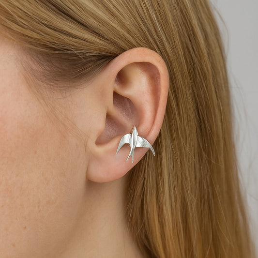 Magnifiques Boucles d'oreilles à Pince Hirondelle Argent