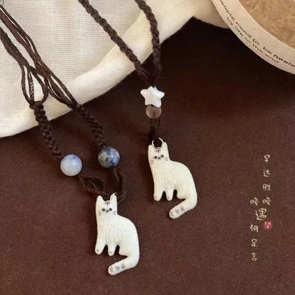 Collier Pendentif Chat Étoile Vintage