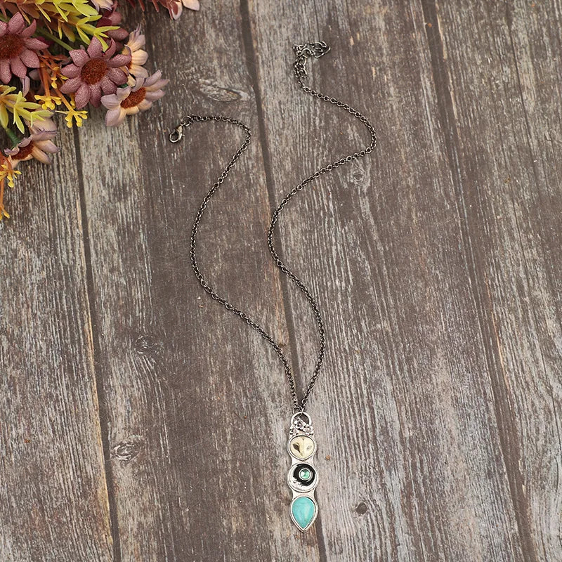 Bar Collier Sagesse Hibou Turquoise