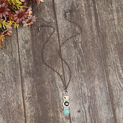 Bar Collier Sagesse Hibou Turquoise
