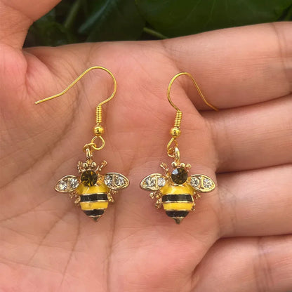 Boucles d'oreilles Cristal Abeille Dorée et Ruche