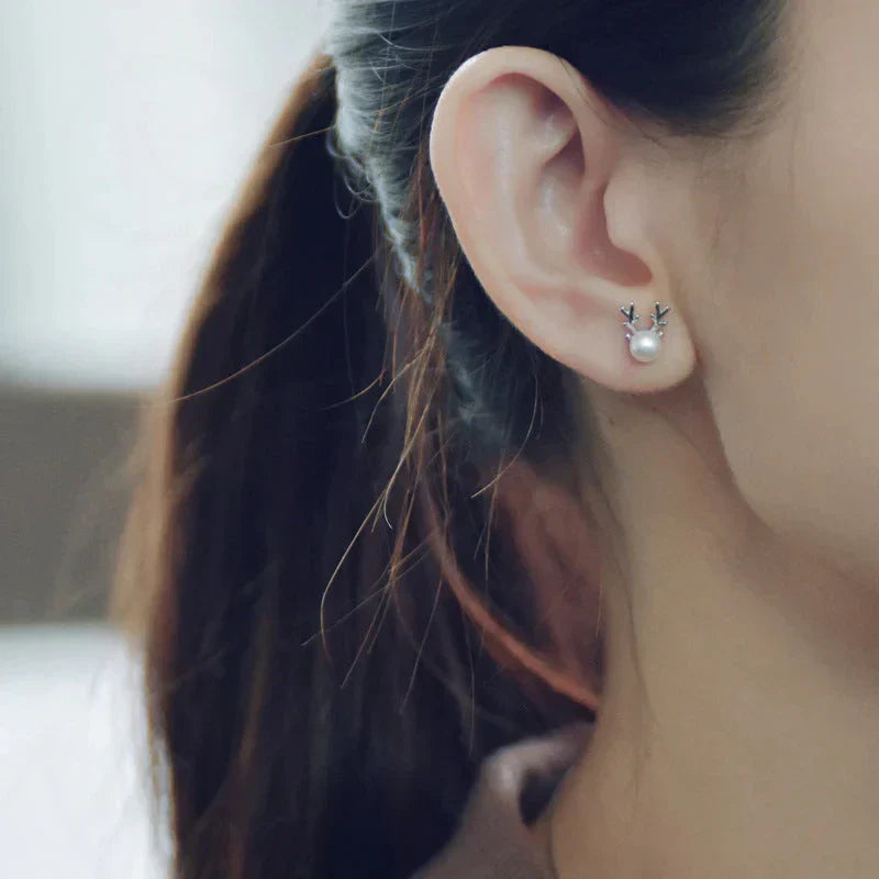 Boucles d'oreilles Fines Renne Perle