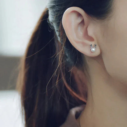 Boucles d'oreilles Fines Renne Perle