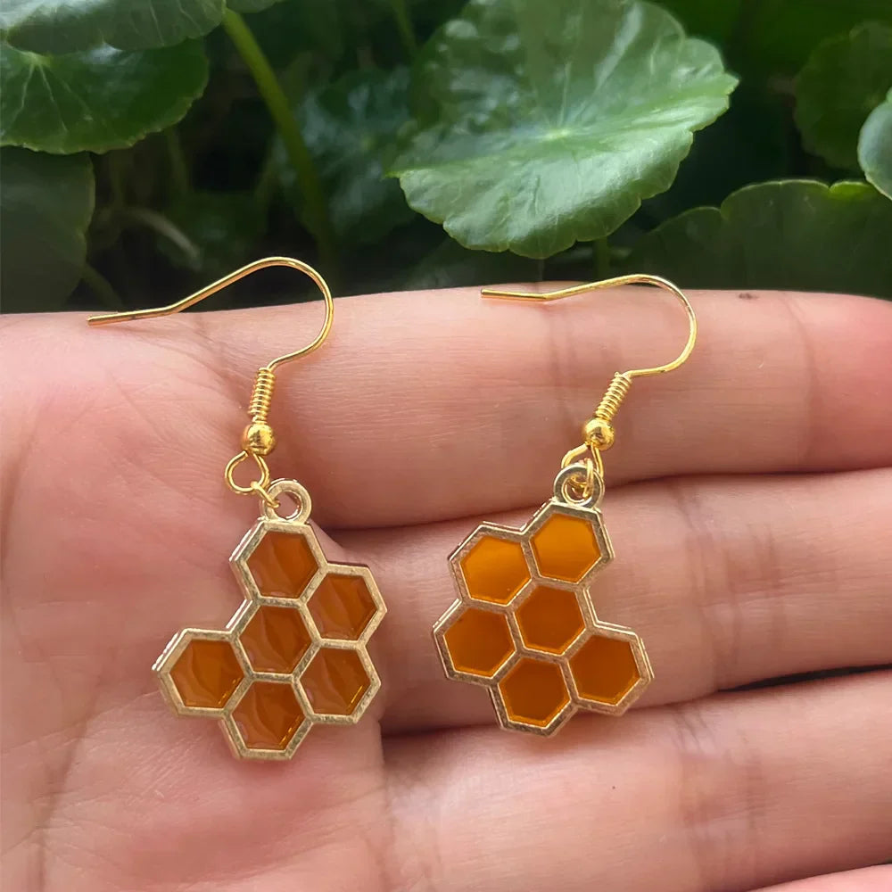 Boucles d'oreilles Cristal Abeille Dorée et Ruche