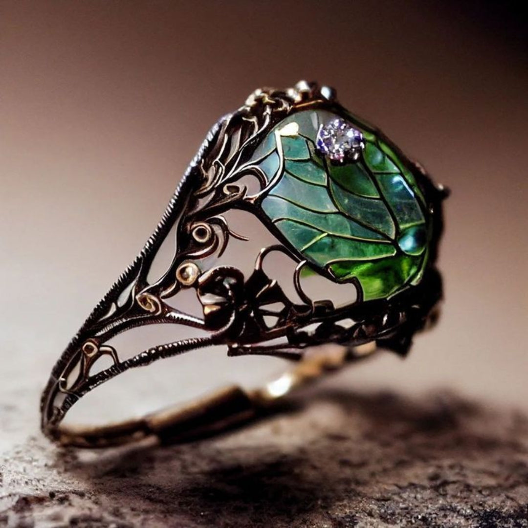 Bague Verre Vert Nature