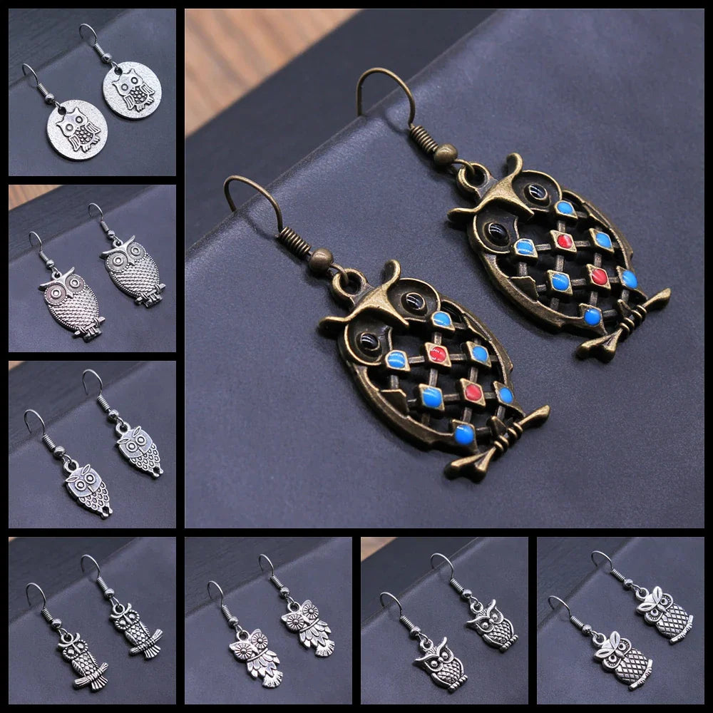 Boucles d'oreilles Tomettes Hibou Bohème Vintage