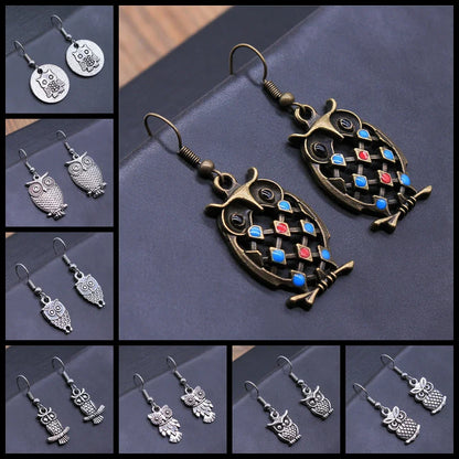 Boucles d'oreilles Tomettes Hibou Bohème Vintage