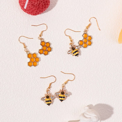 Boucles d'oreilles Cristal Abeille Dorée et Ruche