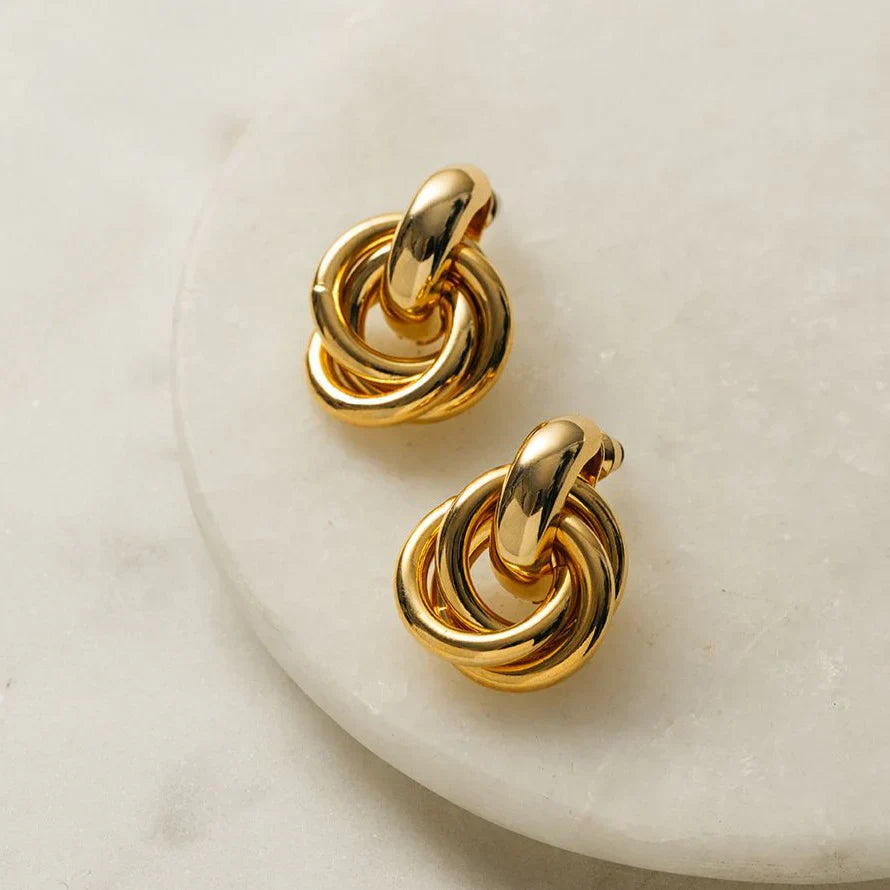 Boucles d'oreilles Statement Interlocking | Or Blanc