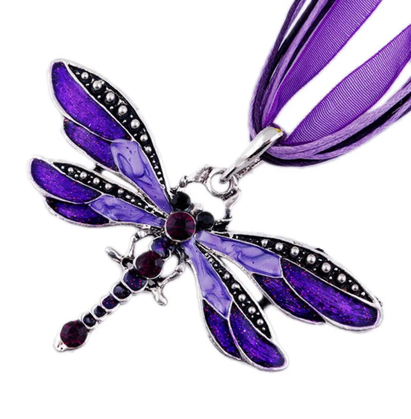Collier Pendentif Libellule Cristal
