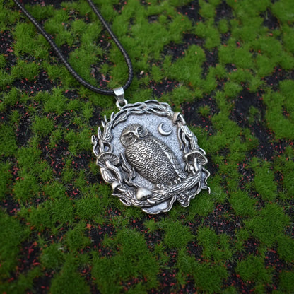 Collier Pendentif Champignon Lune Hibou Mystique