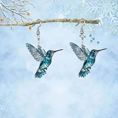 Boucles d'oreilles Colibri Cristal Bleu
