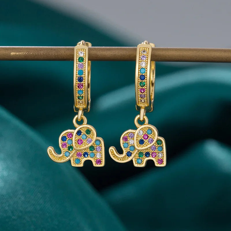 Boucles d'oreilles Cercles Éléphant Arc-en-Ciel