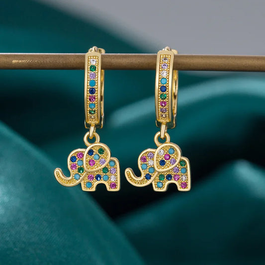 Boucles d'oreilles Cercles Éléphant Arc-en-Ciel