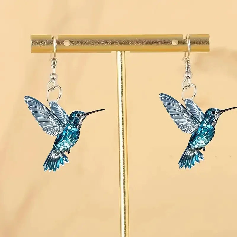 Boucles d'oreilles Colibri Cristal Bleu