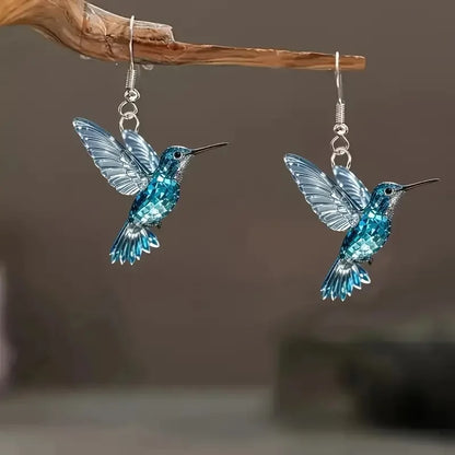 Boucles d'oreilles Colibri Cristal Bleu