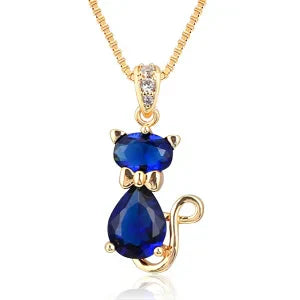 Collier Pendentif Chat Cristal