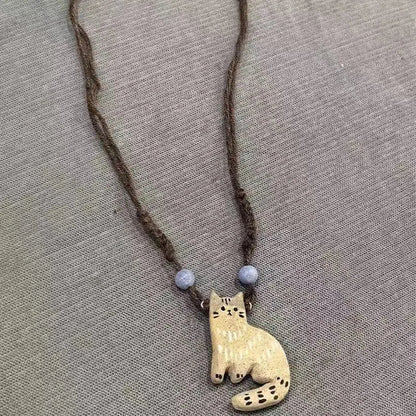 Collier Pendentif Chat Étoile Vintage