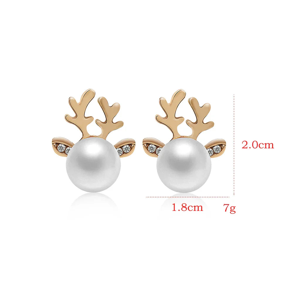 Boucles d'oreilles Noël Renne Perle