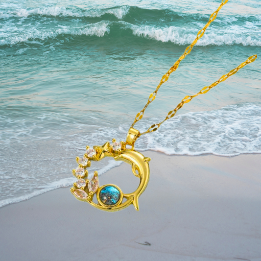 Collier Dauphin Cristal Bleu