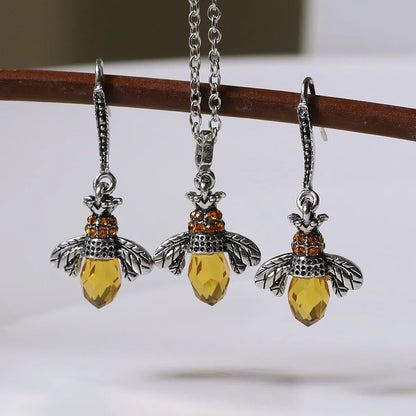 Coffret Collier & Boucles d'oreilles Abeille Vintage