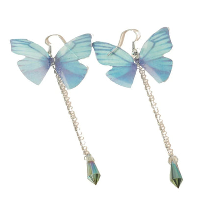 Boucles d'oreilles Papillon Cristal Tressé Bleu