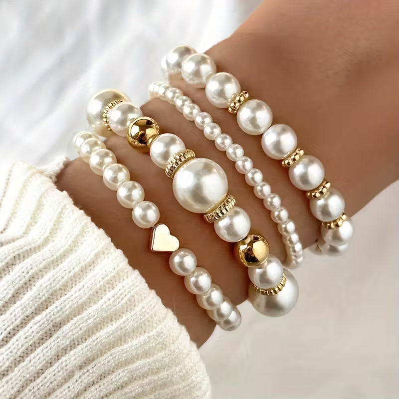 Élégant ensemble de 4 bracelets en perles