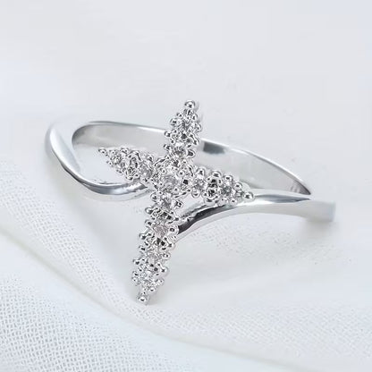 Bague Croix zirconium minimaliste