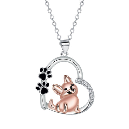 Collier Pendentif Chien Cœur Mignon