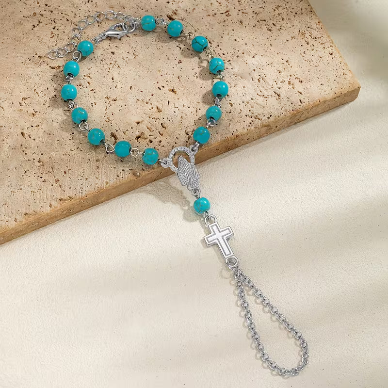 Bracelet chapelet Croix gothique