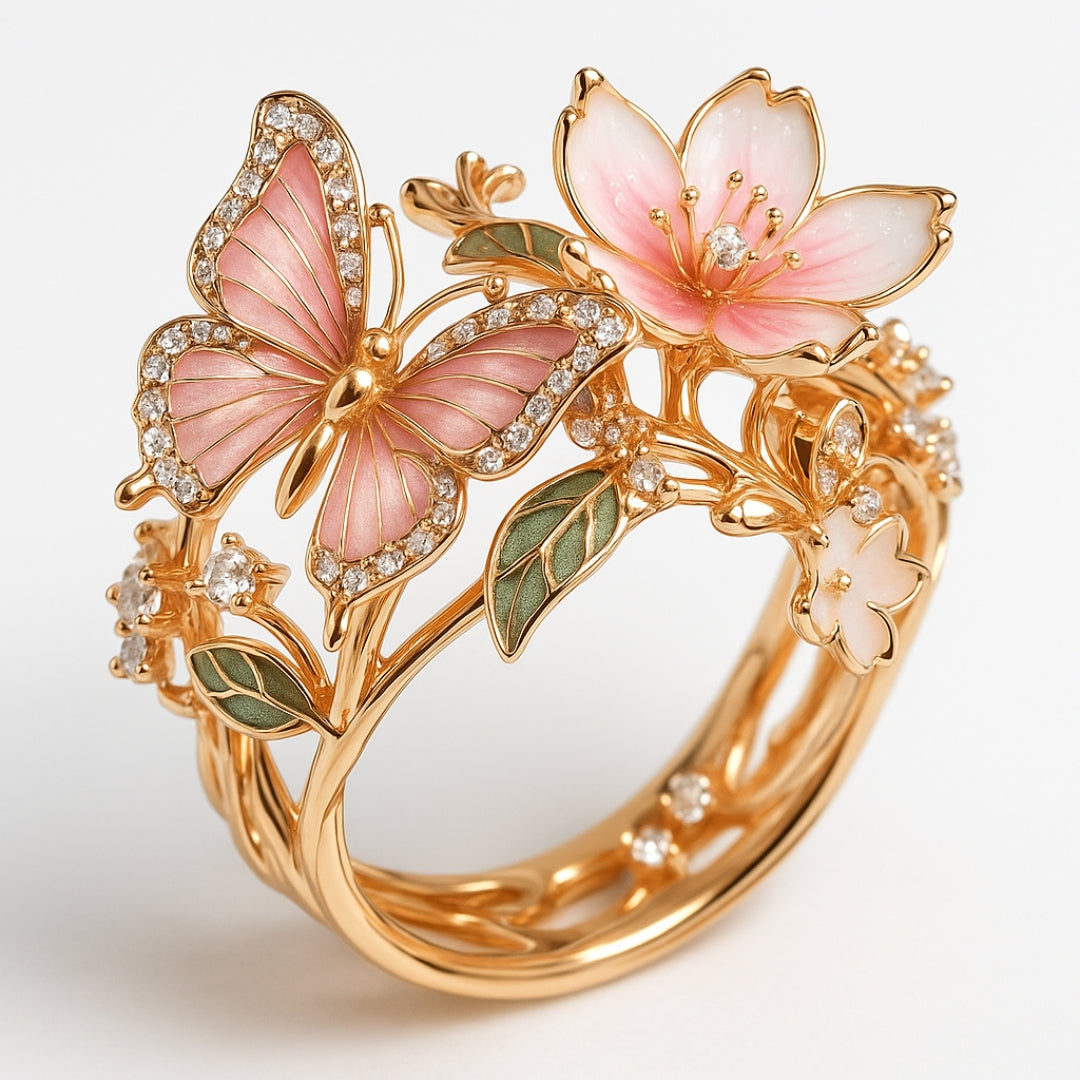 Bague Nature Papillon Lumineux Zirconia