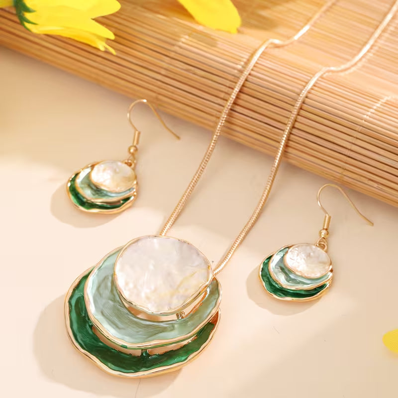 Ensemble collier et boucles d'oreilles bohème émaillé