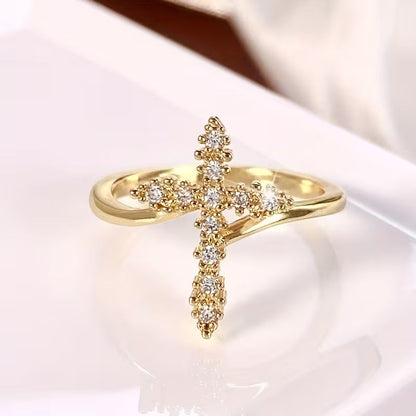 Bague Croix zirconium minimaliste