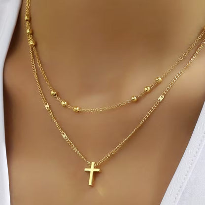 Collier Croix vintage à double couche