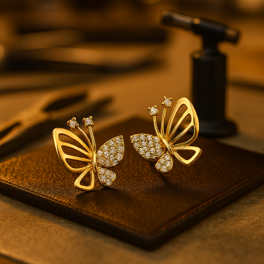 Boucles d'oreilles Fines Papillon Zircon Élégantes