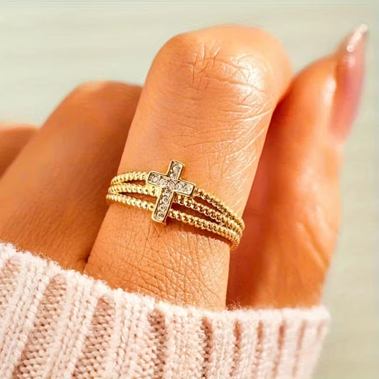 Bague réglable à 3 couches entrelacées