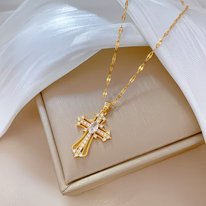 Collier Croix moderne en acier inoxydable